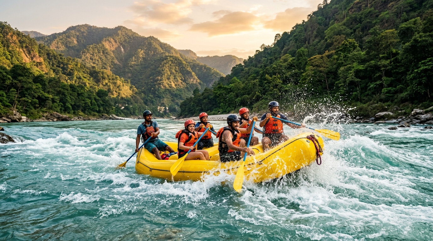 White water river rafting on the Ganges in Rishikesh
